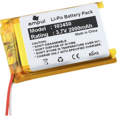 Li-Pol batéria 2000mAh, 3.7V, 103450, JST 1,25 - 2pin
