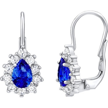 SILVEGO strieborné náušnice s modrým kameňom Swarovski Created Stones31866D