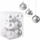 SPRINGOS Vianočné banky strieborné mix 6cm sada 12ks