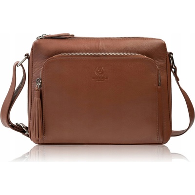Paolo Peruzzi Hnědá dámská kožená crossbody kabelka Jacomina