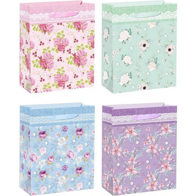 70 х 50 см голяма подаръчна чанта с цветя и дантела