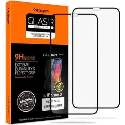 Spigen iPhone X 5.8 SPIGEN FC протектор за екран стъкло 2бр. 2.5D, подчертаващ цвят, BLACK 057GL23120 (057GL23120)