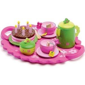 DJECO Детски сервиз от дърво Djeco - Рожден ден с торта и чаено парти (DJ06511) - baby