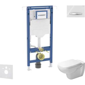 Geberit Duofix - Комплект от предстена инсталация, тоалетна чиния и седалка Duravit D-Code, бутони Sigma50, Rimless, SoftClose, алпийско бяло SANI11CP3106 (SANI11CP3106)