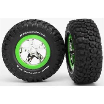 Traxxas колело 2.2/3.0", джанта SCT сребърно-зелена, гума KM2 (2) предни