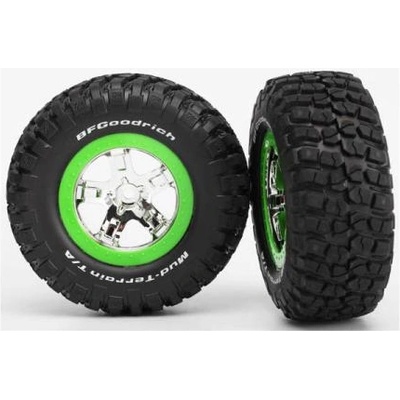 Traxxas колело 2.2/3.0", джанта SCT сребърно-зелена, гума KM2 (2) предни