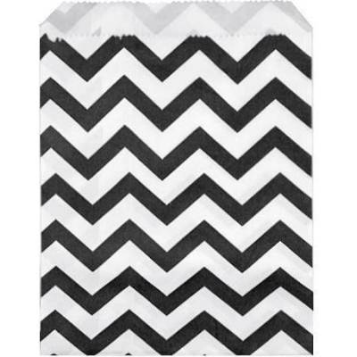 Papírový sáček chevron 10x14 cm - bílo-černá chevron (100 ks)