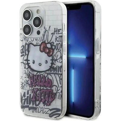Hello Kitty Кейс Hello Kitty IML Kitty On Bricks Graffiti за iPhone 14 Pro, бял (Hel000021-0)