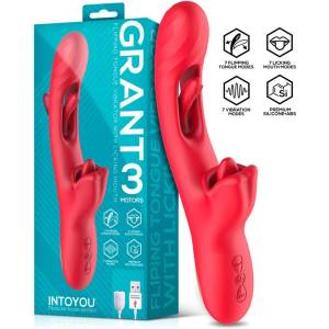 INTOYOU Grant Flipping Tongue Vibrator with 360 Licking Mouth Red