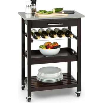 Klarstein Vermont, количка за сервиране, кухненска количка, 5 нива, дърво, неръждаема стомана, мобилна (ST2-Vermont) (ST2-Vermont)