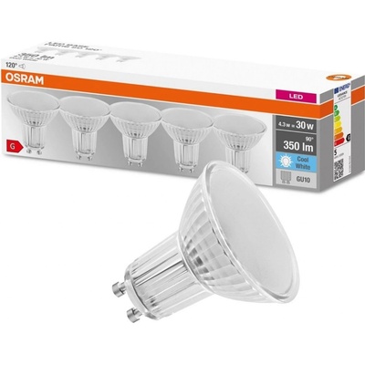 Osram 5PAK LED žiarovka GU10 4,3W = 30W 350lm 4000K Neutrálna 120° pätica