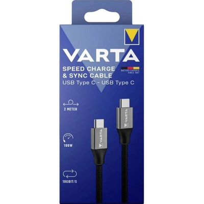Varta 57936 Nabíjecí a datový, USB-C / USB-C, 2m, černý