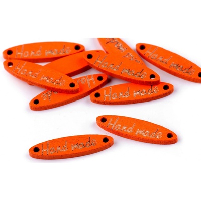 Prima-obchod Dřevěná cedulka / ozdoba Handmade 6x27 mm, barva 7 oranžová