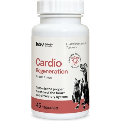 Lab-v Cardio Regeneration - Поддържа здравето на сърцето и кръвоносната система при кучета и котки 45 капсули