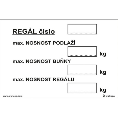 Walteco Označenie regálu, 300x100mm, samolepka , 20075