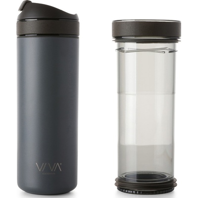 Viva Scandinavia Termohrnek s infuzérem RECHARGE ANYTIME 460 ml tmavě šedý