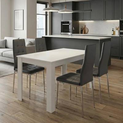 TopMebel Комплект за трапезария 5ч. Дарлен - Роза бяла цвят - сив 125x72x74см