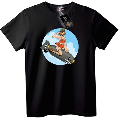 NOONEBRAND Тениска Pin-Up Бомбена Момиче - 2XL, White