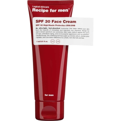 Recipe for men Recipe For Men, SPF 30 Face Cream, Moisturizer, Cream, For Face, SPF30, 75 ml