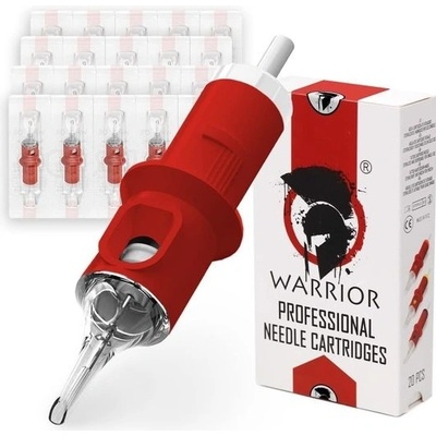 WARRIOR Profesionální červené tetovací jehlové kazety sterilizované plynem EO kulaté linky 20 ks
