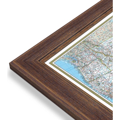 National Geographic USA - nástěnná mapa Classic 178 x 125 cm Varianta: mapa v dřevěném rámu, Provedení: Volta ořech