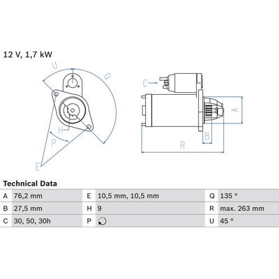 Startér BOSCH 0 986 014 890 (0986014890)