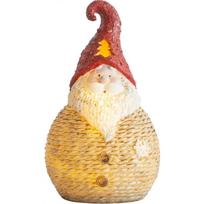 MagicHome Postavička Vánoce Santa kulatý malý LED polyresin 19,5 cm ST8090090