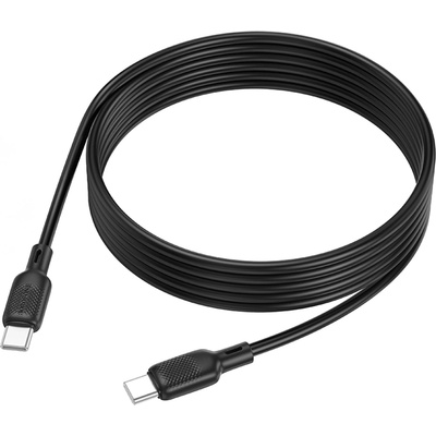 BOROFONE Кабел за данни / зареждане - Borofone (BX113 Lenny Series) - Type-C към Type-C, силикон, PD60W, 3A, 2m - Черен