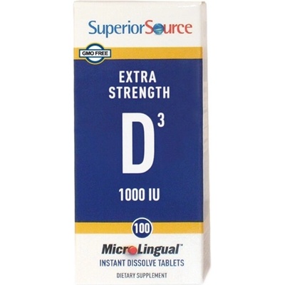 Superior Source Витамин D3 25 g - костна система и имунитет, 100 сублингвални таблетки Superior Source (90850 SS)
