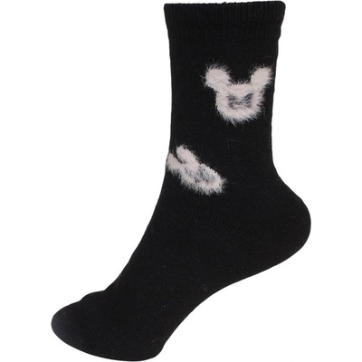 Дамски вълнени чорапи в черно с образа на Мики Маус