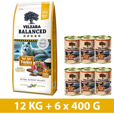Velxara Balanced FM Dog Adult Monoprotein Turkey & Rice 12 kg