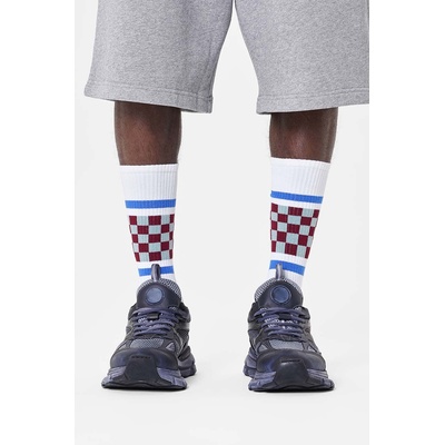 Чорапи Happy Socks Checked Stripe Sneaker Sock в бяло P001876 (P001876)