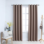 vidaXL Затъмняващи завеси с метални халки, 2 бр, таупе, 140x225 см (134435)