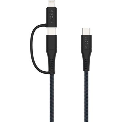 Fixed FIXDB-CCL12-GR opletený nabíjací a - USB-C / USB-C a Lightning, 1,2m, tmavo-šedý