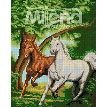 Milena Style Бягащи коне - гоблен със схема конци dmc 1: 4