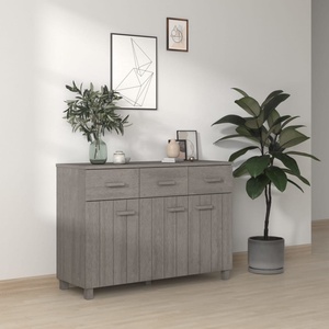 vidaXL Сайдборд HAMAR, светлосив, 113x40x80 см, борово дърво масив (340443)