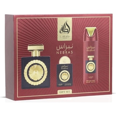 LATTAFA Pride Nebras Унисекс подаръчен комплект Размер EDP 100 ml + EDP 20 ml + дезодорант спрей 200 ml + пълнител