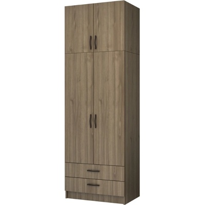 TopMebel Ricardo двудверен меламинов гардероб с шкаф в орехов цвят 80x51, 8x240см
