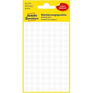 AVERY Етикет avery 3175 маркираща точка 8 мм бяла 416 броя/опаковка (3175)