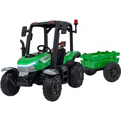 Mamido Dětský elektrický traktor BLAST s přívěsem 2x200W zelený