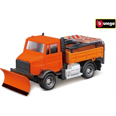 Bburago servisní vozidla Road Security with Snow Plough and Signal Board 1:43