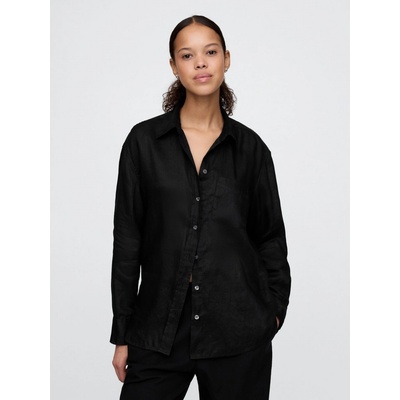 GAP Lněná oversize košile Big Shirt Černá