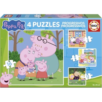 Educa Детски пъзел 4 в 1 Educa - Peppa Pig, Family (EDU20325)