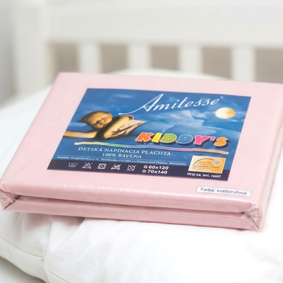 Amido Exquisit napínacia plachta zo 100 % bavlny jemný deluxe ružová Jersey 60x120
