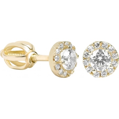 Soliter Zlaté kulaté náušnice s čirými krystaly 239 001 00806