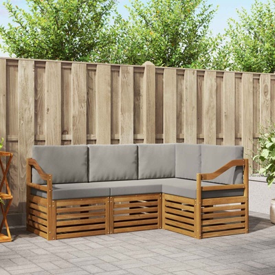 vidaXL Комплекти дивани с възглавница 4 pcs Естествено и светло сиво (3374746)
