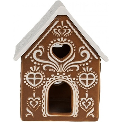 Clayre & Eef Porcelánový svícen perníková chaloupka Gingerbread House - 7*6*9 cm