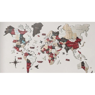 3D nástěnná mapa světa dřevěná - URBAN 100x60cm