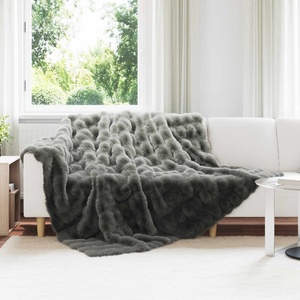 Pure Line Home Луксозно покривало за легло тип заешка кожа Olite, тъмносиво