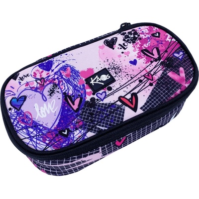 KAOS Овален ученически несесер Kaos Maxi - Pink Love (51845)